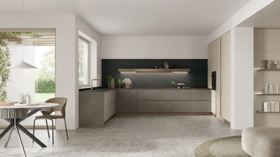 Infinity 01 Cachemere, Malta Ombra, top HPL Oro Nero.